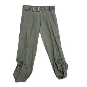 Guess by Marciano olive green cargo utility pants belted Sz 6